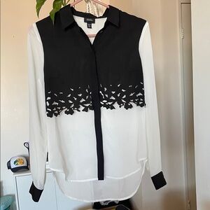 Elegant Black and White Button Down Shirt